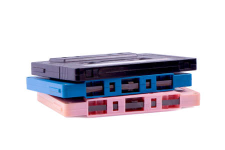 Audio compact Cassette isolated on whiteの写真素材