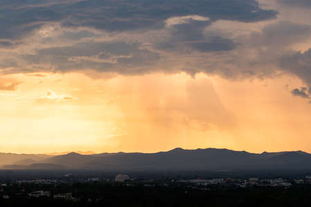 colorful dramatic sky with cloud at sunsetの写真素材