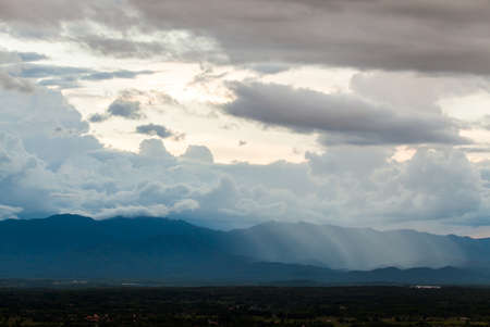 colorful dramatic sky with cloud at sunsetの写真素材