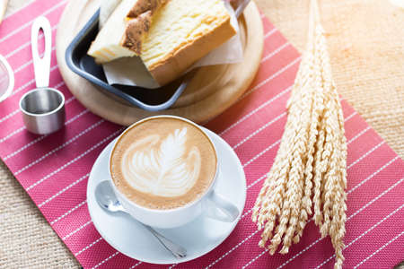 Cup of coffee with beautiful Latte art.の写真素材