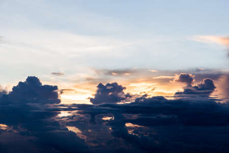 colorful dramatic sky with cloud at sunset.の写真素材