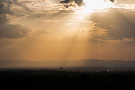 colorful dramatic sky with cloud at sunset.の写真素材