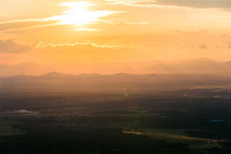 colorful dramatic sky with cloud at sunset.の写真素材