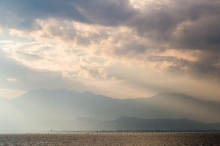 colorful dramatic sky with cloud at sunset.の写真素材