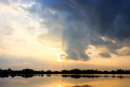colorful dramatic sky with cloud at sunset.の写真素材