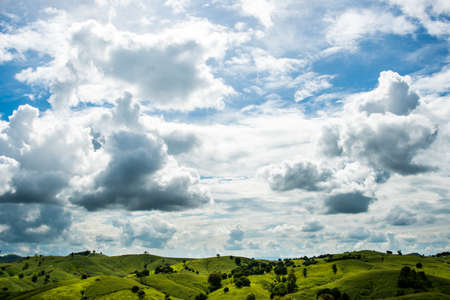 colorful dramatic sky with cloud at sunset.の写真素材