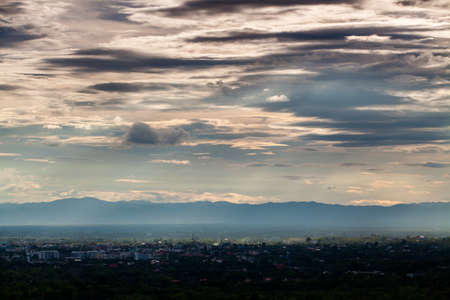 colorful dramatic sky with cloud at sunset.の写真素材