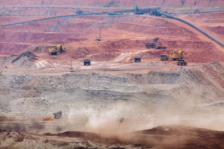 Part of a pit with big mining truck workingの写真素材