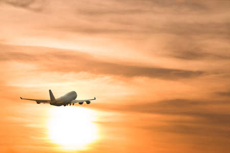 colorful dramatic sky with cloud at sunsetの写真素材