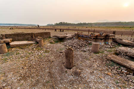 Cracked dry land without water.Abstract background.の写真素材