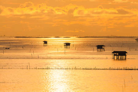 Beautiful sunset over the ocean. Sunrise in the seaの写真素材