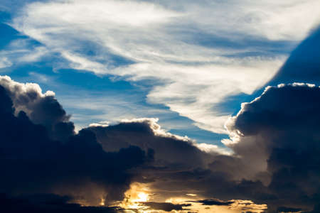 colorful dramatic sky with cloud at sunset.