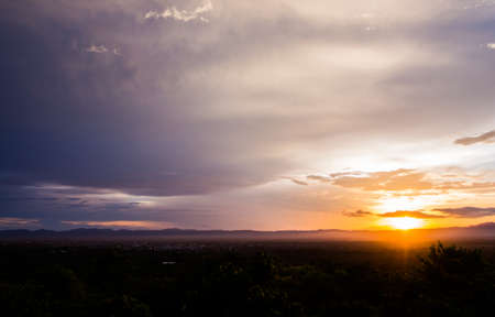 colorful dramatic sky with cloud at sunset.