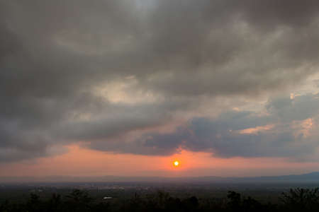 colorful dramatic sky with cloud at sunset.の写真素材