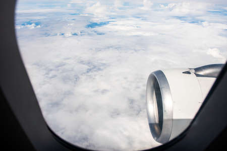 blue sky with the clouds from the plane view