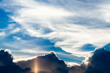 colorful dramatic sky with cloud at sunset.の写真素材