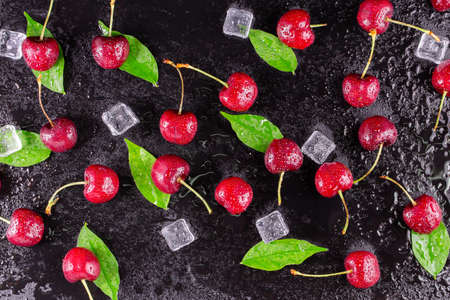 Fresh ripe cherries for backgroundの写真素材