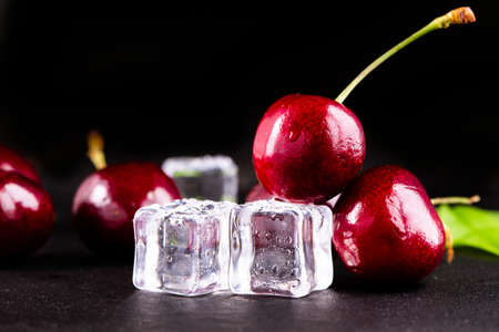 Fresh ripe cherries for backgroundの写真素材