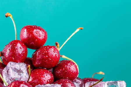 Fresh ripe cherries for backgroundの写真素材