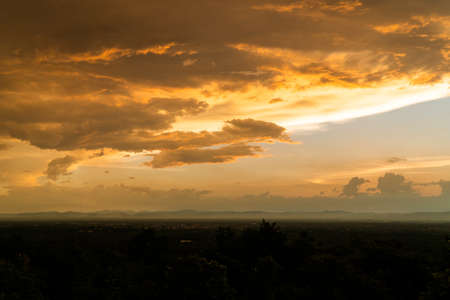 colorful dramatic sky with cloud at sunset.