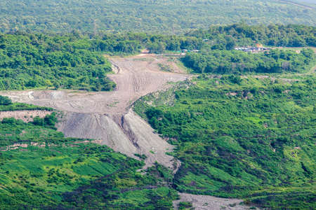Part of a pit with big mining truck working