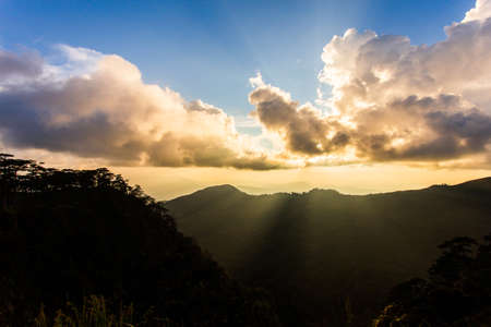 colorful dramatic sky with cloud at sunset.