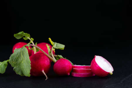 Red fresh radish on woodenの写真素材