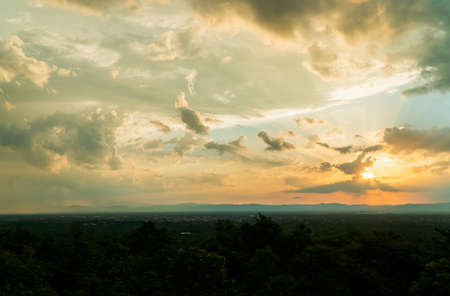 colorful dramatic sky with cloud at sunset.の写真素材