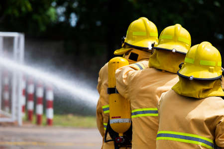 Fireman on the fireの写真素材