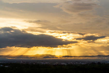 colorful dramatic sky with cloud at sunset