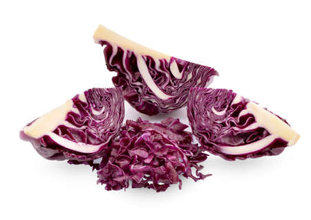 Purple cabbage isolated on white backgroundの写真素材