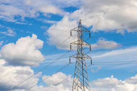 silhouette of high voltage electrical pole structure