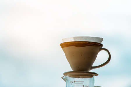 Barista brewing coffee, method pour over, drip coffeeの写真素材