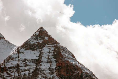 Colorful in autumn forest and snow mountain at Yading nature reserve, The last Shangri laの写真素材