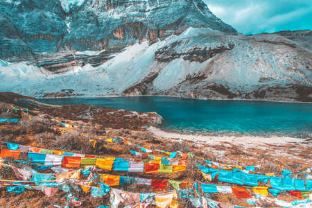 Five Colors Lake at Doacheng Yading National park, Sichuan, China. Last Shangri-laの写真素材