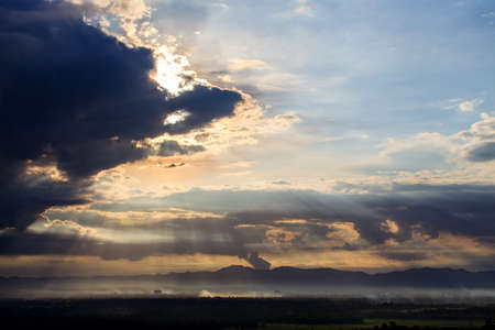colorful dramatic sky with cloud at sunset
