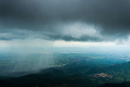 Beautiful summer landscape in the mountains with the sunsetの写真素材
