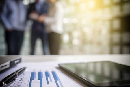 Teamwork process, Blurred abstract background of Business people meeting.の写真素材