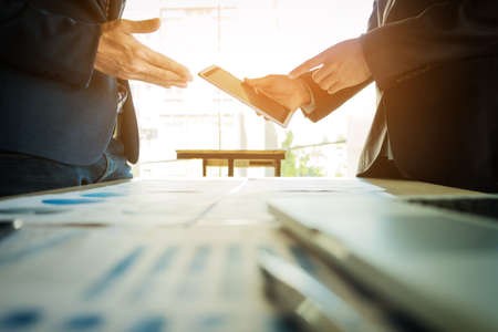 Business partnership meeting concept. Image businessmans handshake. Successful businessmen handshaking after good deal.の写真素材