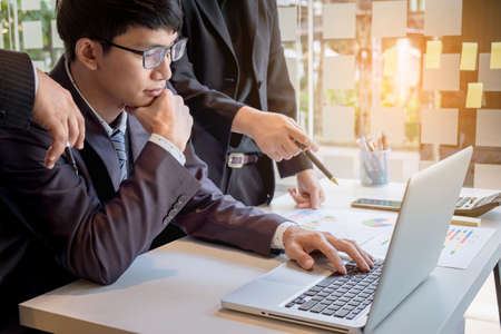 businessteam looking at report and having a discussion in office. business concept.の写真素材