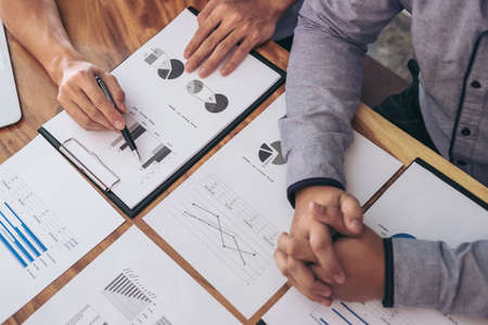 Image of executive businessman working consultation and conversation new business strategy plan in...