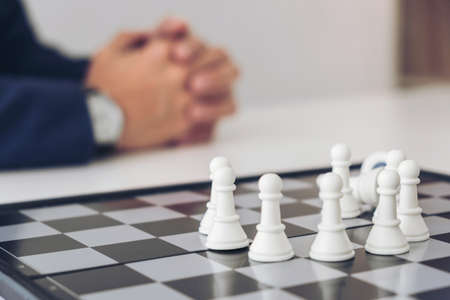 Confident Chess leadership and success concept, chess save the strategy and teamwork power.の写真素材