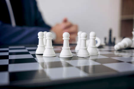 Confident Chess leadership and success concept, chess save the strategy and teamwork power.の写真素材