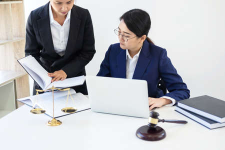 Teamwork of business lawyer colleagues, consultation and conference of professional female lawyers...