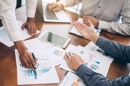 Business team colleagues meeting to conference professional investor working and discussing a new marketing business strategy project, Business finance and accounting concept.の写真素材