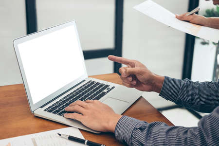 Business team colleagues meeting to conference professional investor working a new marketing business strategy project discussion and analysis data chart and graph, finance and accounting concept.の写真素材