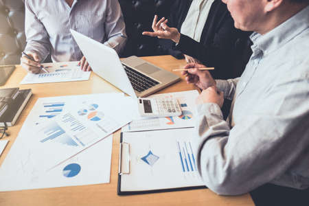 Teamwork of business colleagues, consultation and conference new strategy plan business and market...