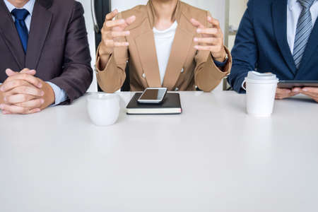 Confident business leader, business team meeting conference in office, The senior executive working and discussing new project investment plan with Secretary and strategy in business profit.の写真素材