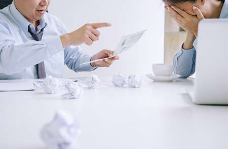 Boss and executive team feeling stress and serious of fail business, Team dispute of failure and...