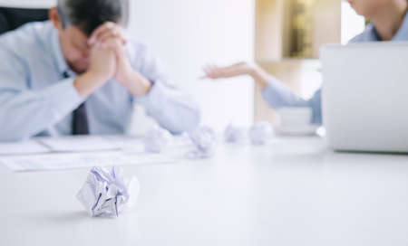 Boss and executive team feeling stress and serious of fail business, Team dispute of failure and...